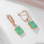 SYOUJYO Square Blue Green Natural Zirconia Dangle Earrings for Women 585 Rose Gold Color Boutique Jewelry Party Wearing