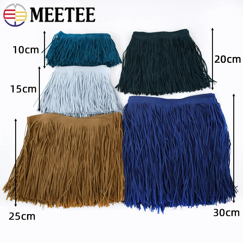 5Meters Meetee 10-30cm Suede Tassel Fringe Lace Trims Curtain Dress Tassels Ribbon Clothes Bag Decoration Sewing Accessories