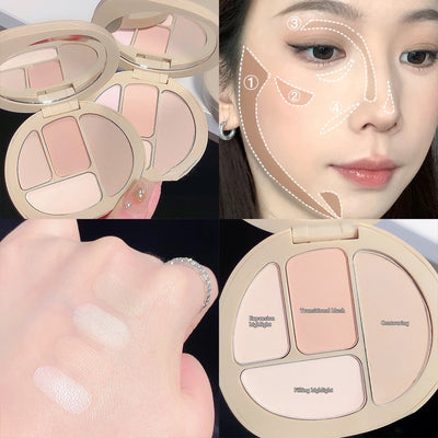 4Color Highlighter Contour Palette illuminator Makeup 3D Bronzer Matte Contour Trimming Powder Expansion Blush Highgloss Palette