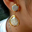 Cultured White Coin Pearl yellow Gold Plated Stud Earrings