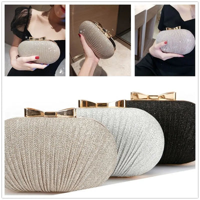 Women Evening Bag Wedding Bridal Beaded Bag Chain Shoulder Handbags Elegant Rhinestones Clutch Evening Bag Egg Shape Bag