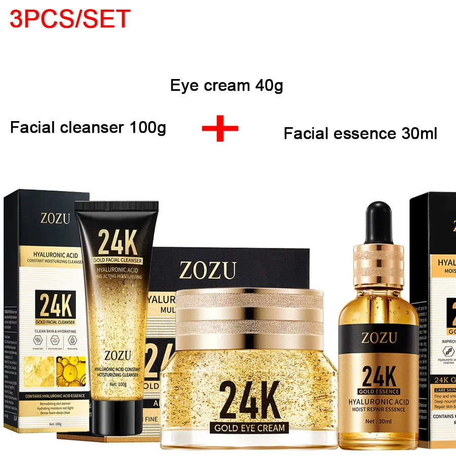 24k Gold Hyaluronic Acid Nicotinamide Face Serum Anti Aging Facial Lifting Collagen Cream Skin Care Whitening Eye Care Cleanser