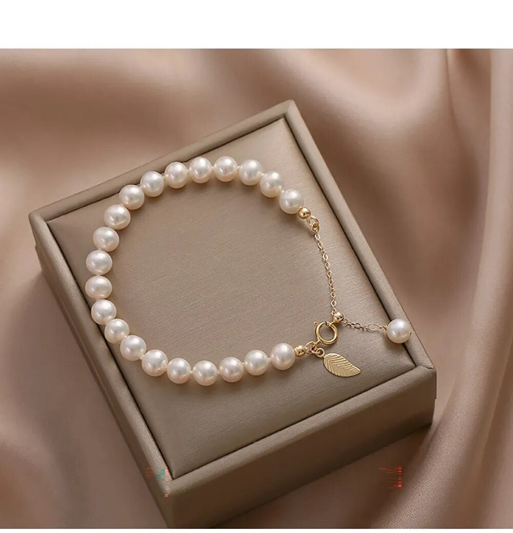 100% fresh water pearl bracelet for women's new unique natural pearl bracelet jewelry girl birthday gift