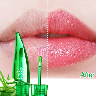 New 99% Aloe Vera Lip Balm Oil Temperature Color Changing Lipgloss Waterproof Moisturizing Long Lasting Lip Tint Makeup Cosmetic