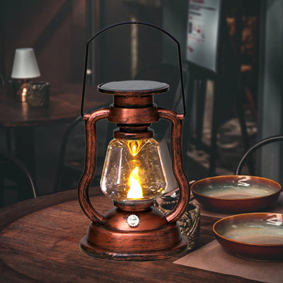 LED Solar Light Solar Candle Lights Retro Portable Oil Lamp Flameless Outdoor Hanging Lantern Courtyard Decoration for Garden