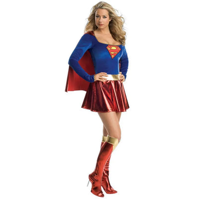 Adult Kids Superwoman Dress Cosplay Costumes Super Girls Dress Shoe Covers Suit Superhero Woman Top Cloak Halloween Costume