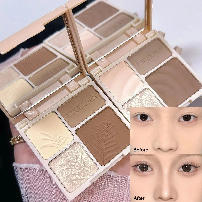 Matte Highlighter Palette Face Shading Grooming Powder Makeup 3D Nose Contouring Glow Brighten Contour Shimmer Powder Cosmetic