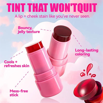 3-in-1 Cheek Lip Tinted Moistured Blush Stick Cheek Rouge Eyes Lip Brighten Cream Water Jelly Tint Stick Matte Contour Makeup