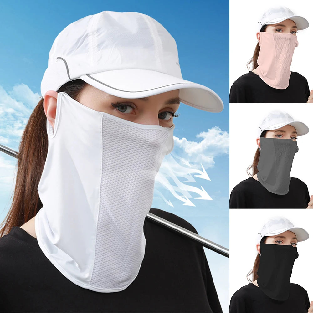 Ice Silk Golf Cycling Bandana Mesh Face Cover Hang-Ear Neck Gaiter Cool Tube Scarf Sport Running Hiking UV Protection Mask New