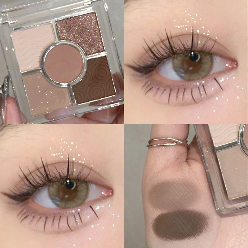 5 Colors Eye Shadow Palette Pearly Matte Earth Color Eyeshadow Pallete Shiny Sequins Eye Pigments Lasting Makeup Beauty