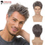 Short Mens Grey Wig Layered Natural Hair Mixed Grey Hair Heat Resistant Straight Synthetic Wigs With Bangs Cosplay Daily Use Wig