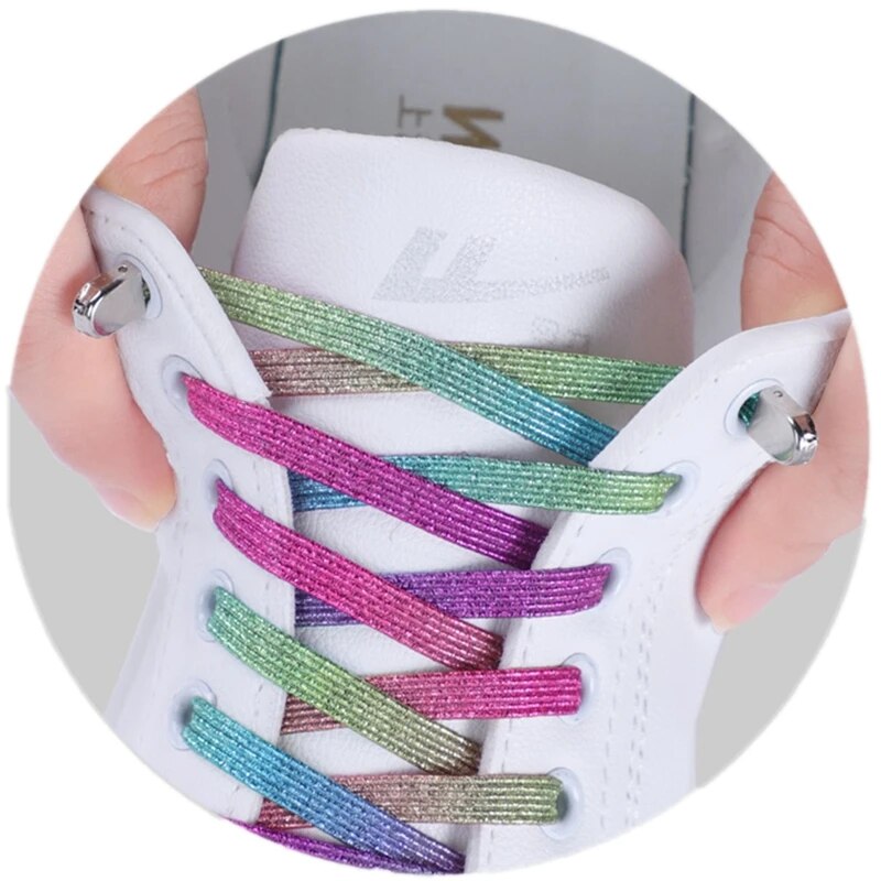 New Elastic Locking Shoelace Candy color No Tie Shoe laces Sneakers Quick Safety Flats Shoelace Kids and Adult Unisex Lazy laces