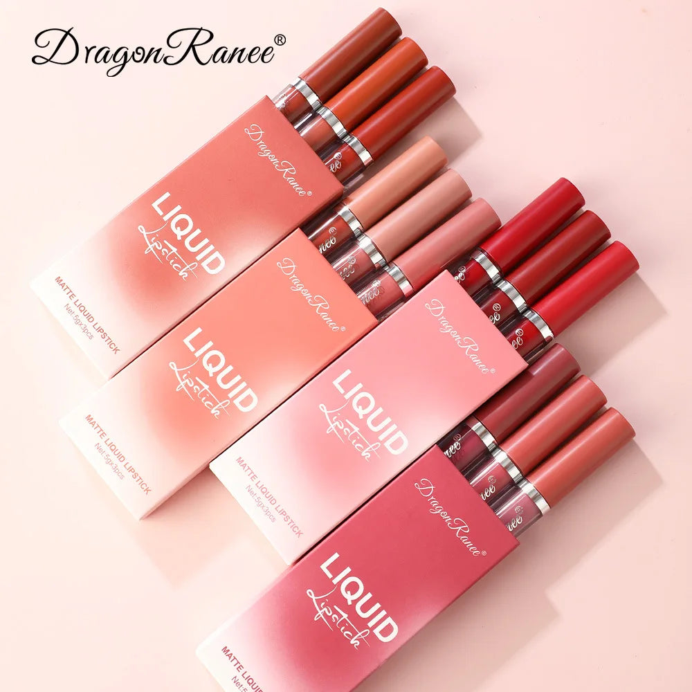 3 PCS Korean Lipsticks Set Free Shipping Make Up For Women Beauty Cosmetics Matte Lipsticks Waterproof Long lasting The Best