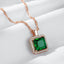 Kinel Luxury Square Green Natural Zircon Pendant Necklace For Women Fashion 585 Rose Gold Color Bride Wedding Statement Jewelry