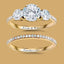 2pcs/set Luxurious Women Wedding Ring Set Shiny Round Cut Zircon Stone Rings Gold Color Party Crystal Jewelry Accessories