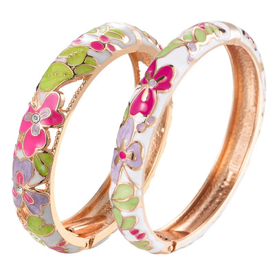 Indian Bangles For Women Women's Bangle Clover Cloisonne Bracelet Sets Women's Jewelry Vintage Accessories Trendy Style Bangles