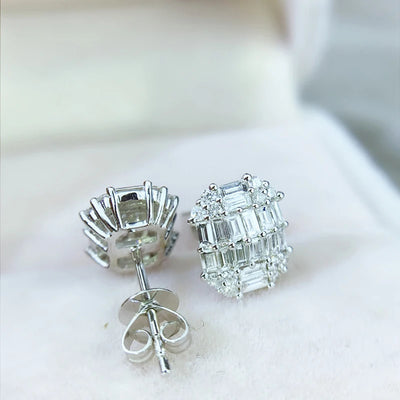 Newest White Zircon Square Earring For Women Wedding Party Engagement Jewelry Gift Geometric Earring Classic