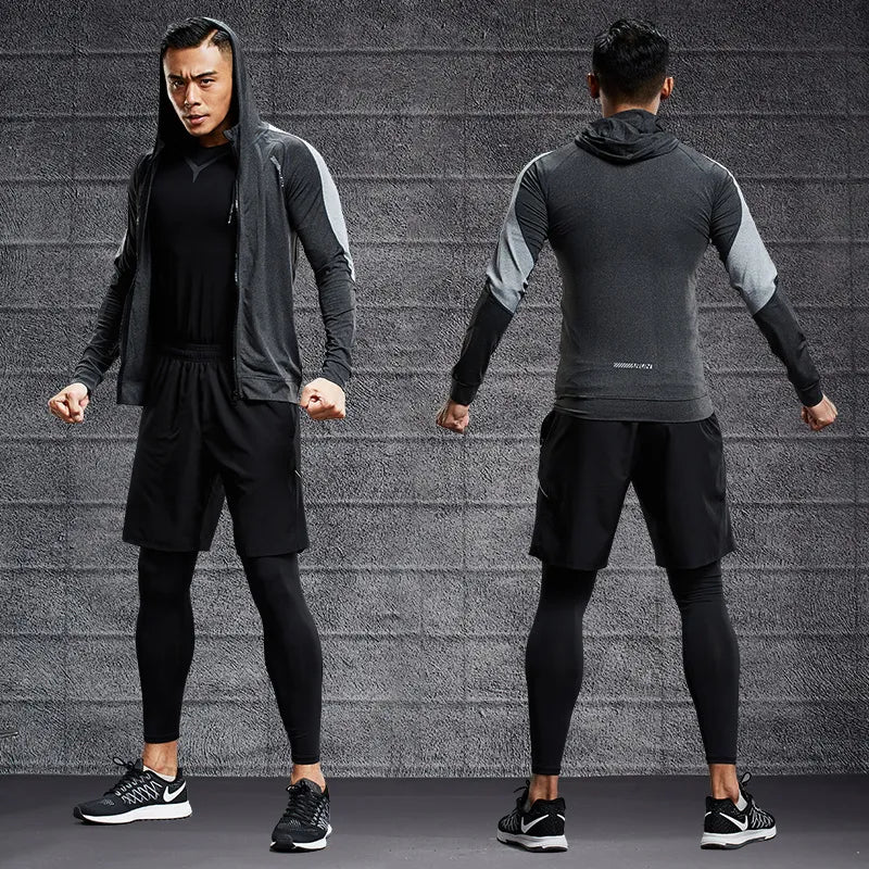 Dry Fit Men's Training Sportswear Set Gym Fitness Compression Sport Suit Jogging Tight Sports Wear Clothes 4XL5XL Oversized Male