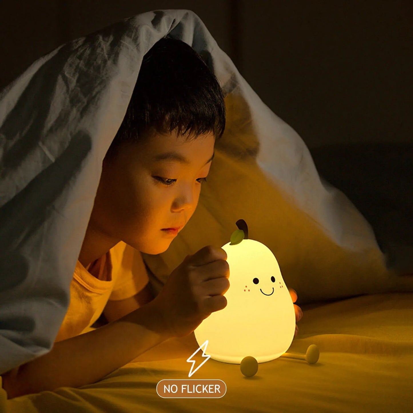 LED Pear Shape Touch Lamp Rechargeable Silicone Night Light Colorful Dimming Bedside Table Light for Kid Gift Bedroom Decoration