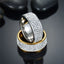 8mm Wide Five Rows Full Rhinestone Shiny Rings Stainless Steel Gold Silver Color Ring For Women Men Hiphop Fashion Party Jewelry