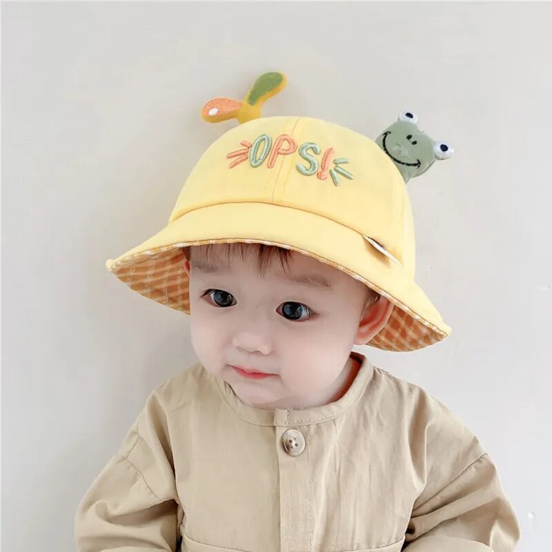 Spring Baby Bucket Hat Summer Cotton Cute Cartoon Newborn UV Visor Caps Outdoor Beach Fisherman Hats Kids Baby Boy Girl Sun Hats