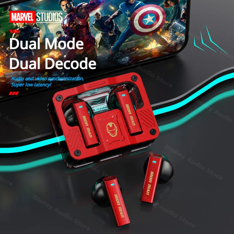 Disney Marvel TWS Gaming Earbuds IronMan Black Panther Captain America Bluetooth 5.3 Wireless Headphones Low Latency Earphones