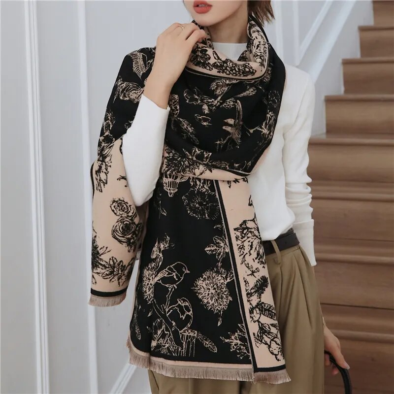 2023 Fashion Luxury Scarf Winter Women Shawls Warm Blanket Wraps Female Foulard Bandana Thick Print Scarves New Neckerchief