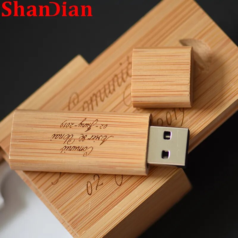 Wooden Flash Drive 64GB Free Custom Logo Pen Drives 32GB Maple Wedding Gift Memory Stick 16GB Bamboo U Disk 8GB External Storage