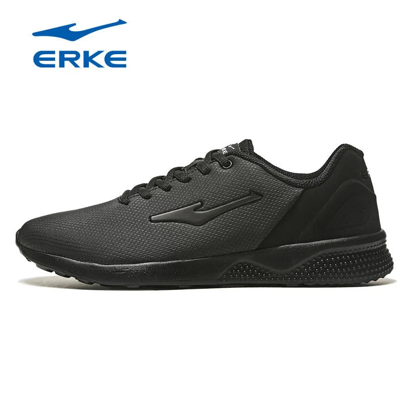 Original Erke Men Sports Shoes 2023 Autumn Leather Waterproof Simple Versatility Lightweight Soft Sole Black Casual Sneakers