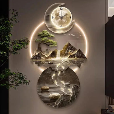 Chinese Style Luminous Wall Watch Modern Big Size Cute Interior Mechanism Wall Clocks Fashion Relogio De Parede Home Decoration