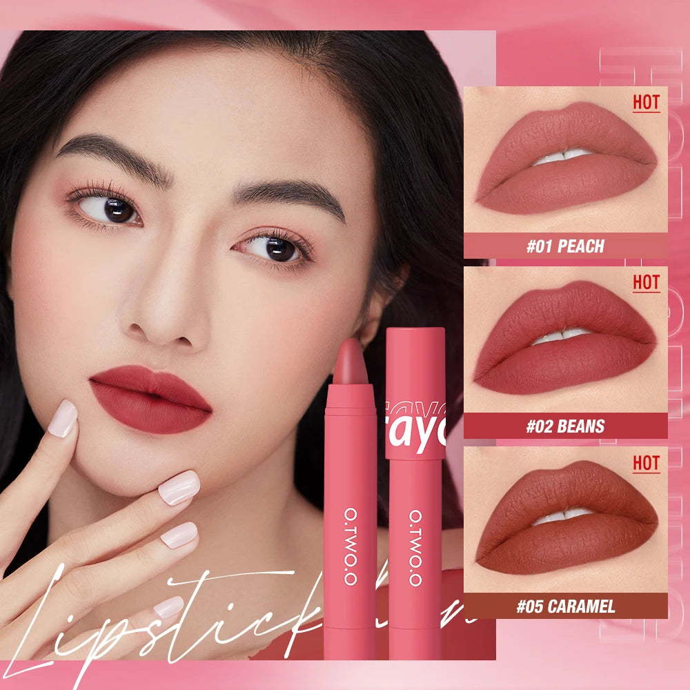 O.TWO.O 6pcs 6 Colors Lipstick Pencil Velvet Matte Finish Lip Liner Waterproof Long Lasting Sexy Lip Stick Pen Makeup