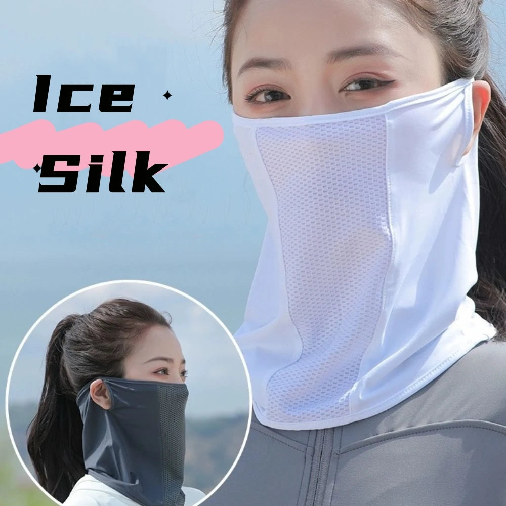 Ice Silk Golf Cycling Bandana Mesh Face Cover Hang-Ear Neck Gaiter Cool Tube Scarf Sport Running Hiking UV Protection Mask New