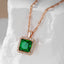 Kinel Luxury Square Green Natural Zircon Pendant Necklace For Women Fashion 585 Rose Gold Color Bride Wedding Statement Jewelry