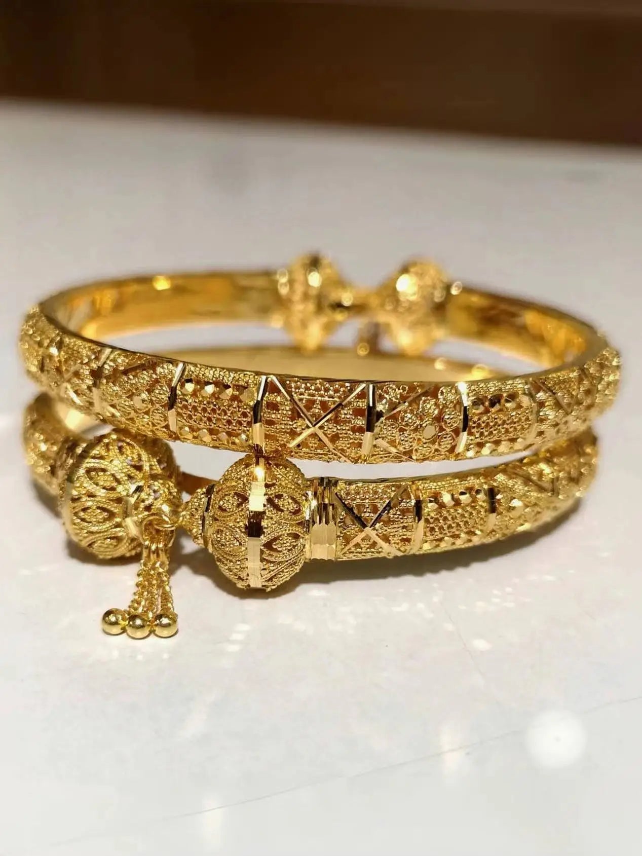 Dubai Real Gold 24k Plated Bracelet For Women Luxury Designer Copper Man Bangles Indian New Hand Jewelry Accessories Gifts 2024