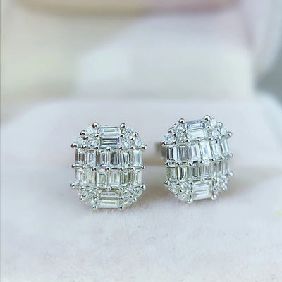 Newest White Zircon Square Earring For Women Wedding Party Engagement Jewelry Gift Geometric Earring Classic