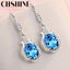 CHSHINE 925 Sterling Silver Water Drop Blue Zircon Earrings For Women Banquet Fashion Party Gift Jewelry