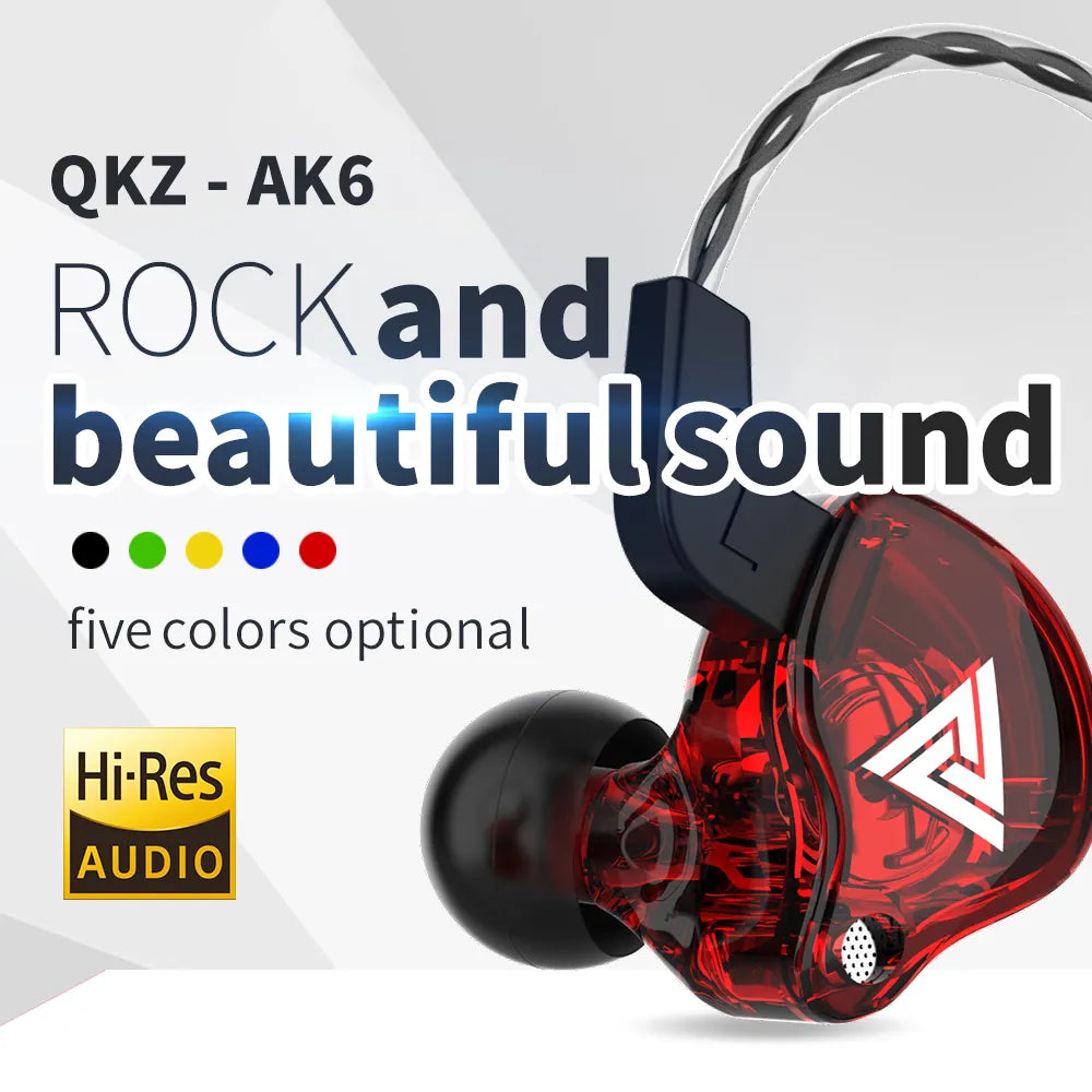 Original QKZ AK6 Copper Driver HiFi Wired Earphone Ps4 Sport Gaming Headphones Bass Stereo Headset Music Earbuds New Users Bonus