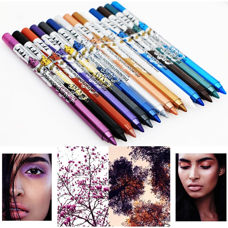 Quick-Dry Eyeliner Pencil Long Lasting Waterproof Eye Liner Pen Fashion Colorful Liquid Eyeliner Shiny Whitening Cosmetic