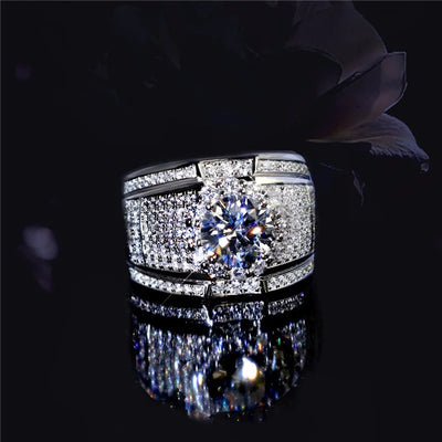 Milangirl  Sterling   Big Zircon Stone Rings for Women Man Fashion Wedding Engagement Jewelry