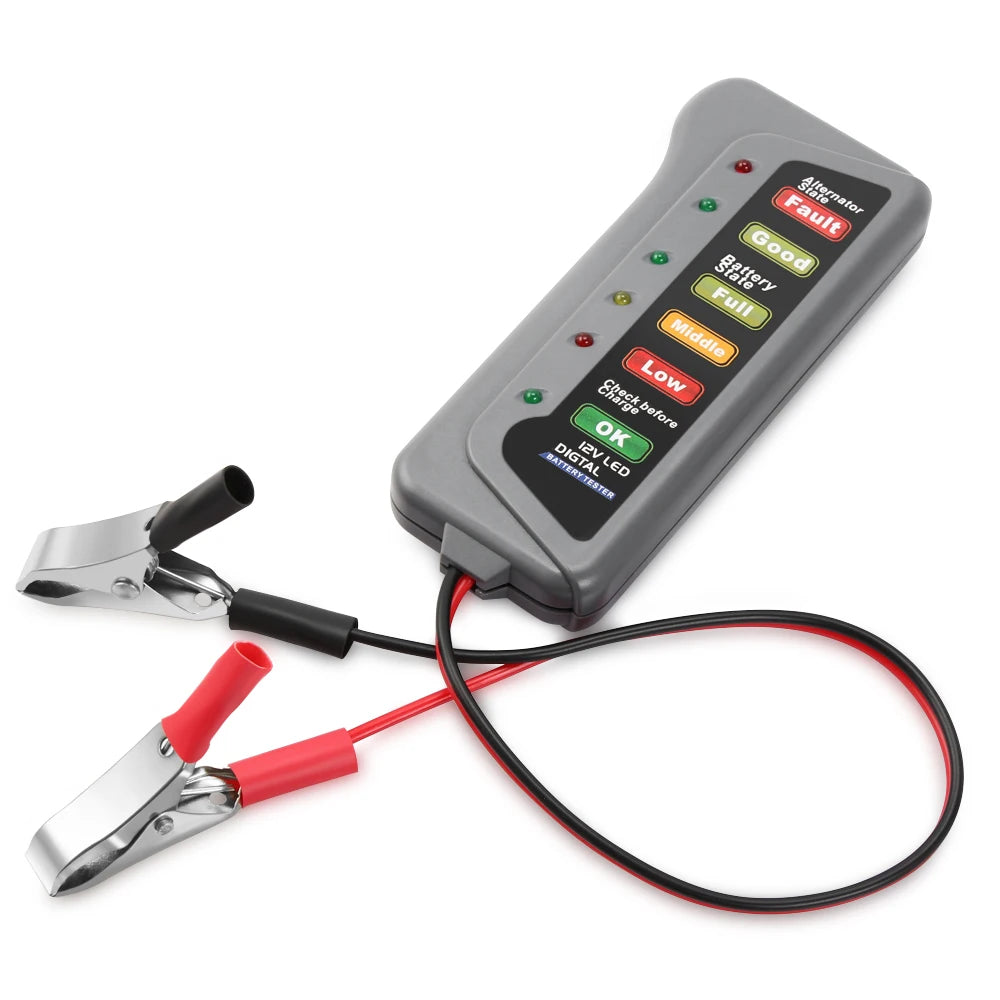 Mini 12V Car Battery Tester Digital Alternator Tester 6 LED Lights Display Car Diagnostic Tool Auto Battery Tester Analyzer