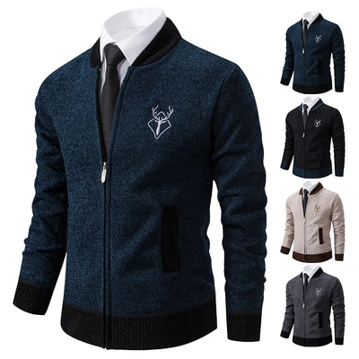 Sweater Cardigan Knitted Men's Clothing Korean Style Long Sleeve Fleece Warm Overcoat Baseball Jumper New Wool Sweatercoat