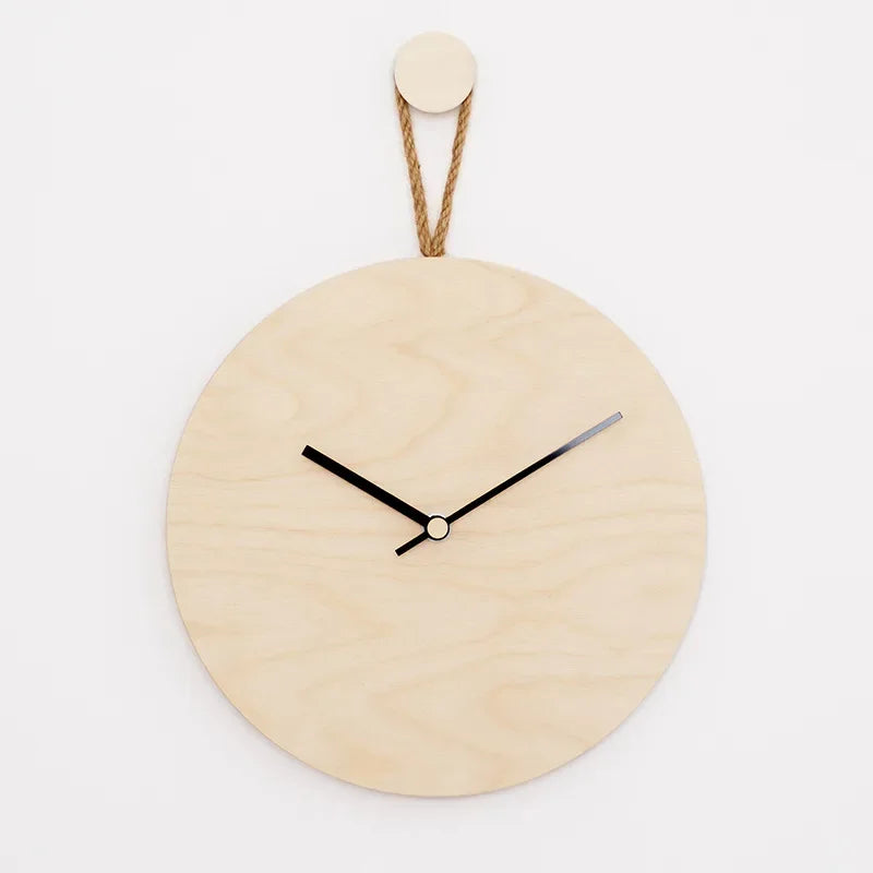 Nordic Simple Wooden Hemp Rope Wall Clock Living Room Home Clock Silent Clock Fashion Japanese Modern Creative Clock