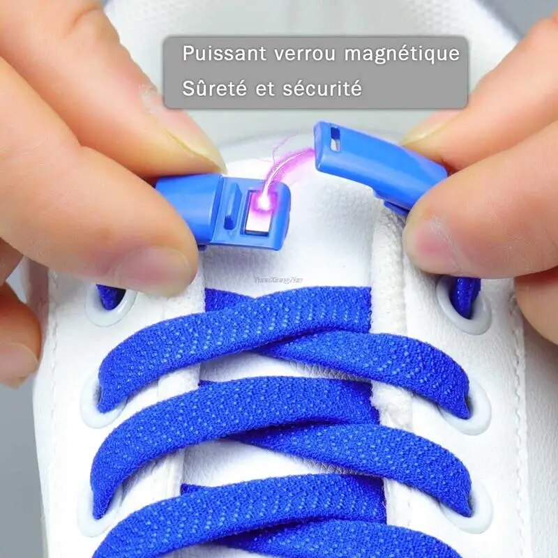 Colorful Magnetic Lock Shoelaces without ties Elastic Laces Sneakers No Tie Shoe laces Kids Adult Flat Shoelace Rubber Bands