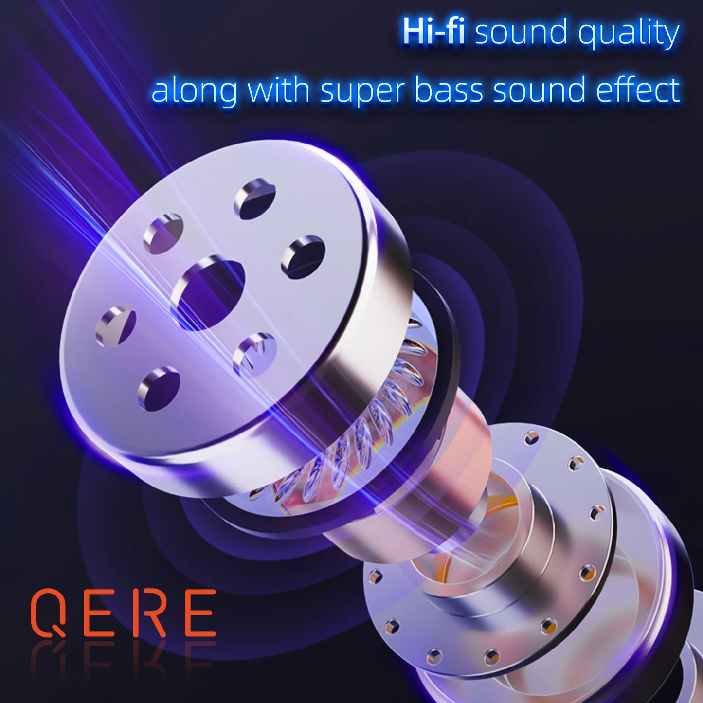 Wireless Headphones,QERE E20,NEW TWS Bluetooth 5.3,HD Microphone,HIFI Earphones,13mm Driver,68ms Low Latency,4 Mics+ENC Call