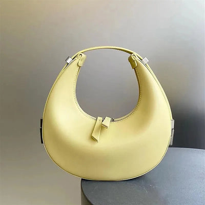 Korean Version of the Leather Women's Bag Crescent Bag Hundred Niche Half-round Moon Bag Crescent Handbag Cowhide Shoulder Armpi