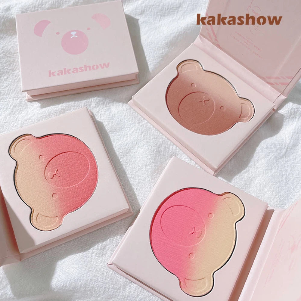 Cute Bear Gradient Blush Palette Matte Fine Flash Beginner Easy Makeup Natural Nude Makeup Products Makeup Palette Cosmetic