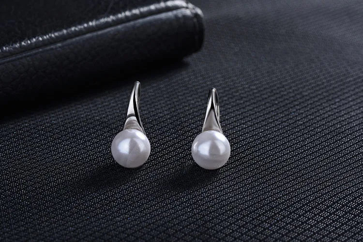 Elegant 925 Silver Needle Big Clear Freshwater Pearl Earrings Round Sterling Pearl Earrings Jewelry Classic Earrings for Women