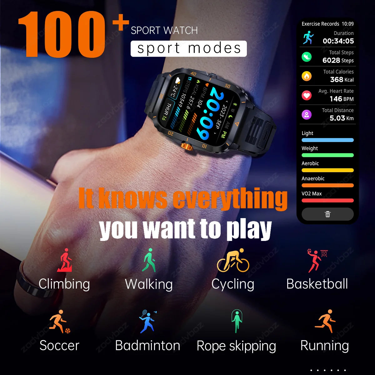 2024 New Outdoor Smart Watch Men 1.96 Inches Screen Bluetooth Call Sport Watches Women 3ATM Waterproof Smartwatch For Swimming