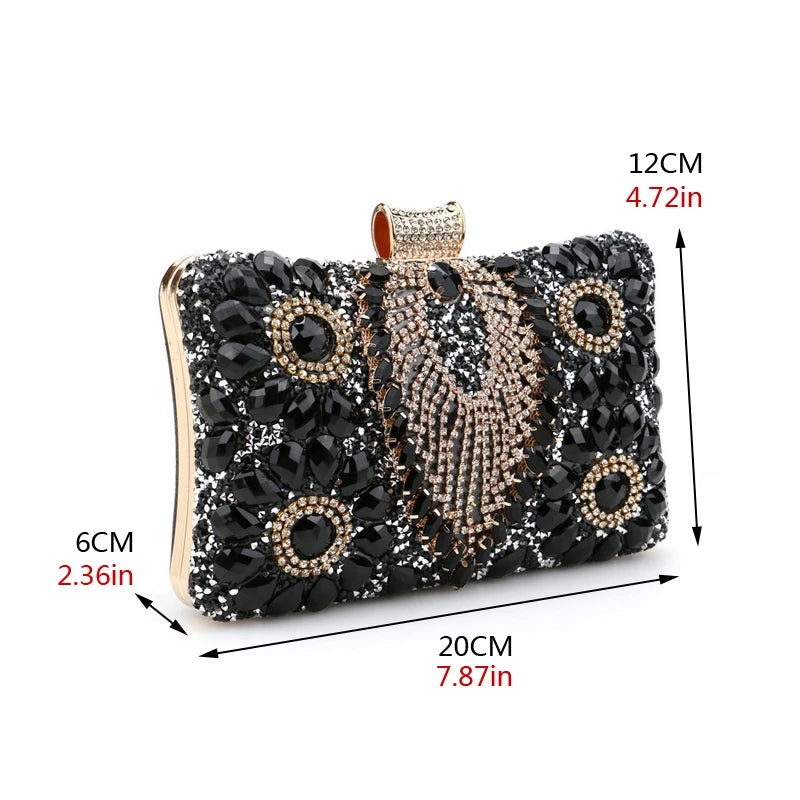 Green Tassel Women Evening Bags Diamonds Small Day Clutch Luxury 2023 New Chain Shoulder Handbags For Party Holder Purse