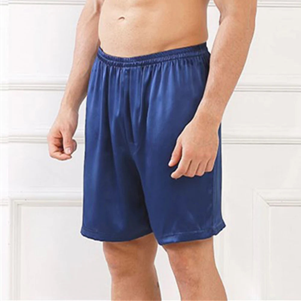 Men's Pajama Satin Silk Boxers Sexy Boxer Briefs Smooth Silk Pajamas Shorts Loose Split Man Lounge Boxer Shorts L-3XL